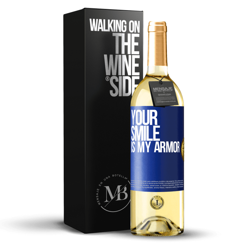 29,95 € Free Shipping | White Wine WHITE Edition Your smile is my armor Blue Label. Customizable label Young wine Harvest 2024 Verdejo