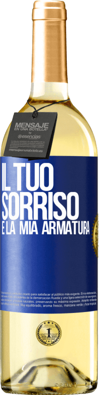 29,95 € | Vino bianco Edizione WHITE Il tuo sorriso è la mia armatura Etichetta Blu. Etichetta personalizzabile Vino giovane Raccogliere 2024 Verdejo