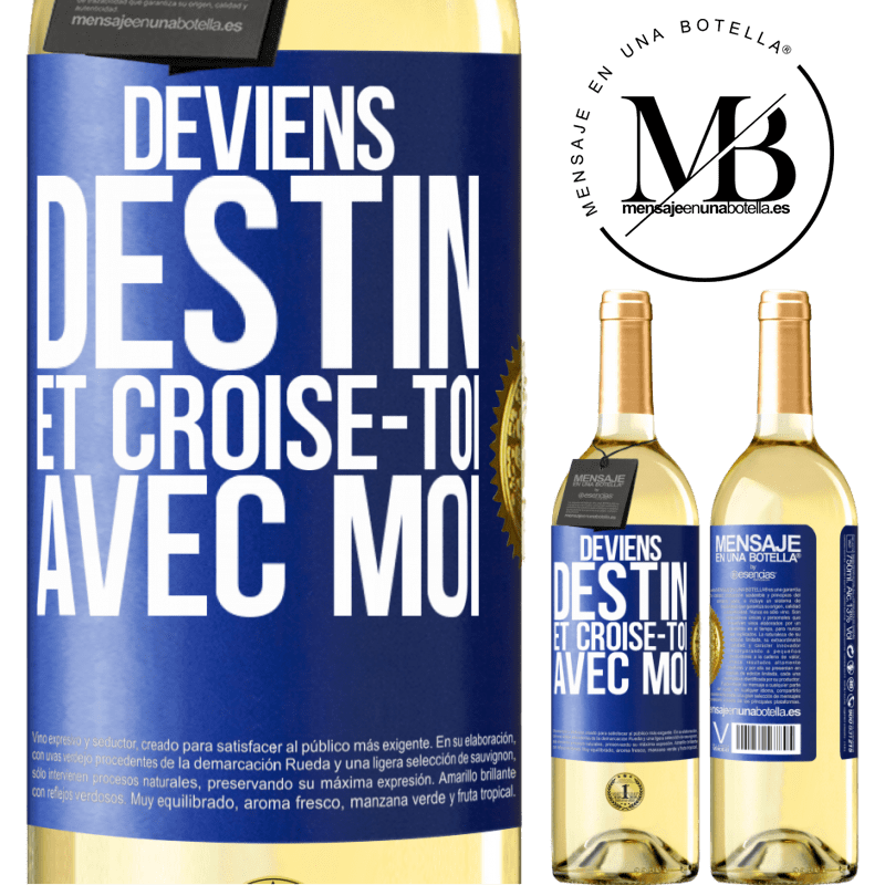 29,95 € Envoi gratuit | Vin blanc Édition WHITE Deviens destin et croise-toi avec moi Étiquette Bleue. Étiquette personnalisable Vin jeune Récolte 2025 Verdejo