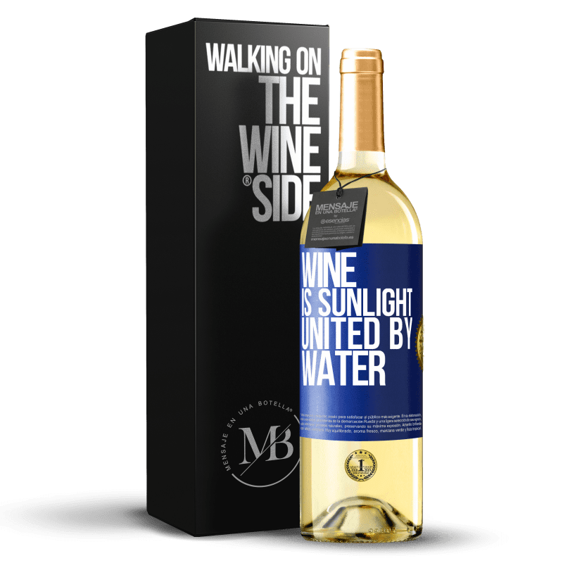 29,95 € 送料無料 | 白ワイン WHITEエディション ワインは日光であり、水と結合している 青いタグ. カスタマイズ可能なラベル 若いワイン 収穫 2023 Verdejo