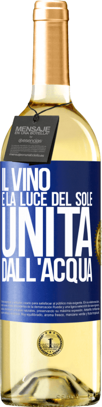 29,95 € Spedizione Gratuita | Vino bianco Edizione WHITE Il vino è la luce del sole, unita dall'acqua Etichetta Blu. Etichetta personalizzabile Vino giovane Raccogliere 2023 Verdejo
