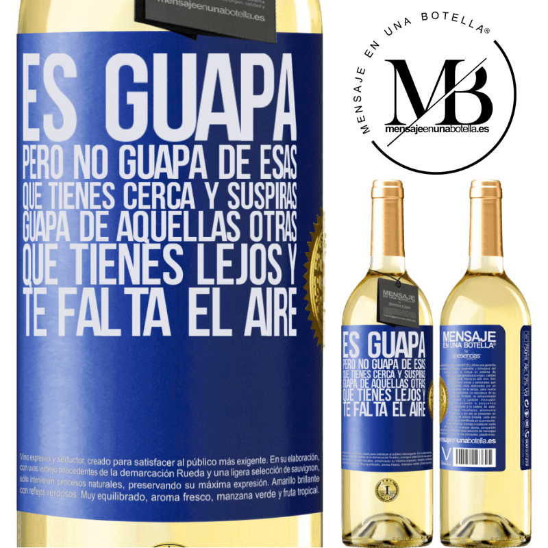 29,95 € Envoi gratuit | Vin blanc Édition WHITE Elle est jolie. Mais ce n'est pas joli de ceux que vous avez de près et soupirez. Magnifique de ces autres, que tu as loin Étiquette Bleue. Étiquette personnalisable Vin jeune Récolte 2022 Verdejo