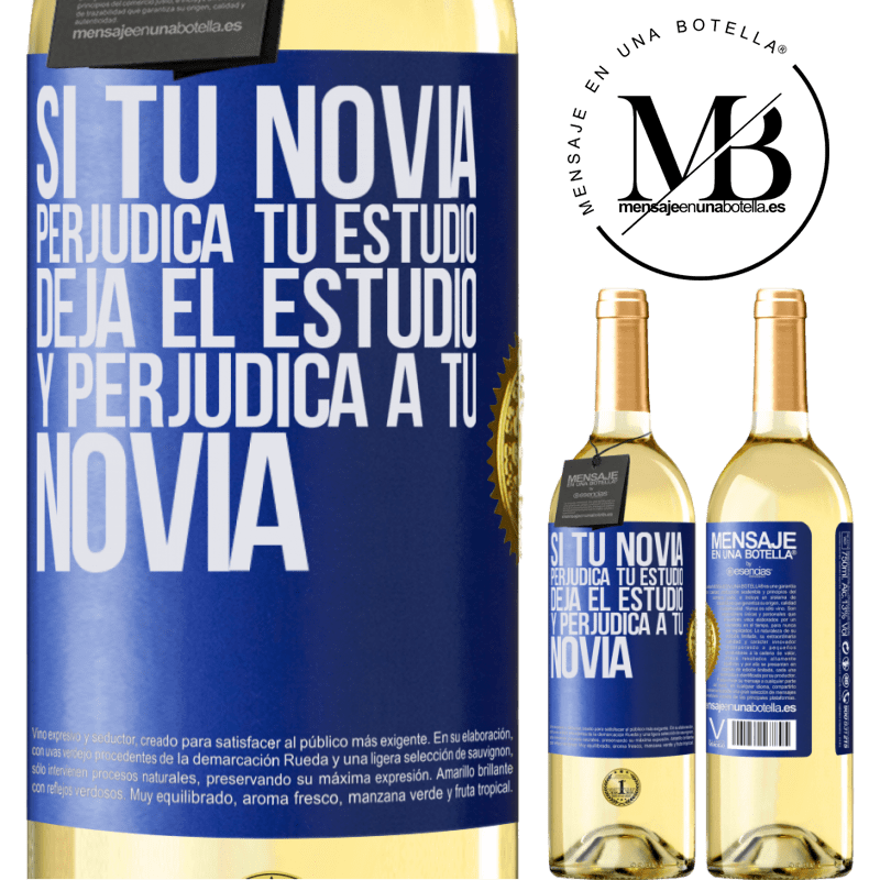 29,95 € Envoi gratuit | Vin blanc Édition WHITE Si votre petite amie blesse votre étude, quittez le studio et blessez votre petite amie Étiquette Bleue. Étiquette personnalisable Vin jeune Récolte 2022 Verdejo