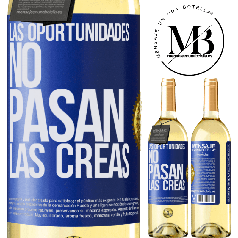 29,95 € Envoi gratuit | Vin blanc Édition WHITE Les opportunités ne passent pas. Vous les créez Étiquette Bleue. Étiquette personnalisable Vin jeune Récolte 2022 Verdejo