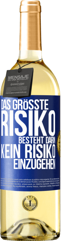 29,95 € | Weißwein WHITE Ausgabe Das größte Risiko besteht darin, kein Risiko einzugehen Blaue Markierung. Anpassbares Etikett Junger Wein Ernte 2024 Verdejo