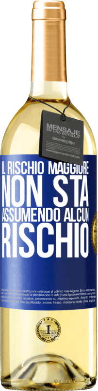 29,95 € | Vino bianco Edizione WHITE Il rischio maggiore non sta assumendo alcun rischio Etichetta Blu. Etichetta personalizzabile Vino giovane Raccogliere 2024 Verdejo