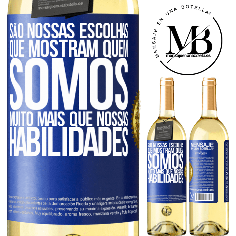 29,95 € Envio grátis | Vinho branco Edição WHITE São nossas escolhas que mostram quem somos, muito mais que nossas habilidades Etiqueta Azul. Etiqueta personalizável Vinho jovem Colheita 2023 Verdejo