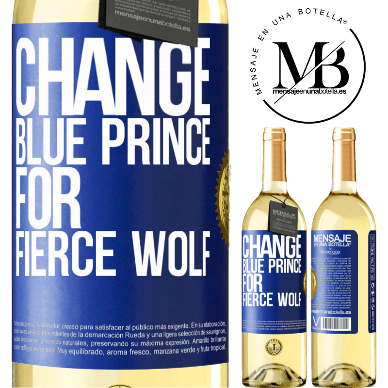 29,95 € Free Shipping | White Wine WHITE Edition Change blue prince for fierce wolf Blue Label. Customizable label Young wine Harvest 2023 Verdejo
