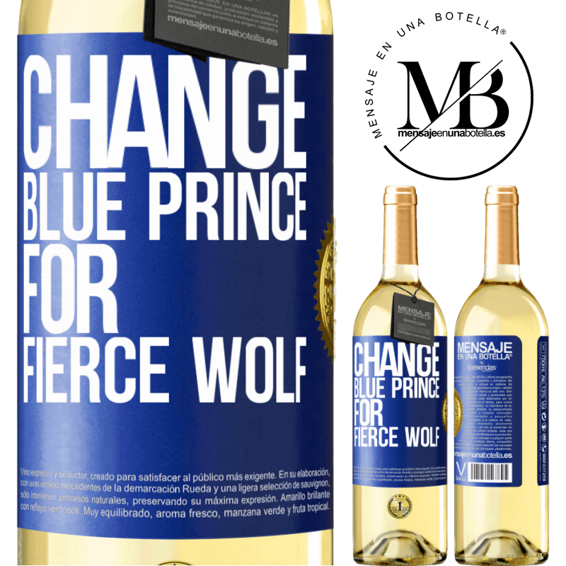 29,95 € Free Shipping | White Wine WHITE Edition Change blue prince for fierce wolf Blue Label. Customizable label Young wine Harvest 2024 Verdejo