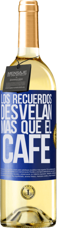 29,95 € Envío gratis | Vino Blanco Edición WHITE Los recuerdos desvelan más que el café Etiqueta Azul. Etiqueta personalizable Vino joven Cosecha 2023 Verdejo