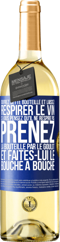 29,95 € | Vin blanc Édition WHITE Ouvrez cette bouteille et laissez respirer le vin. Si vous pensez qu'il ne respire pas prenez la bouteille par le goulot et fait Étiquette Bleue. Étiquette personnalisable Vin jeune Récolte 2023 Verdejo
