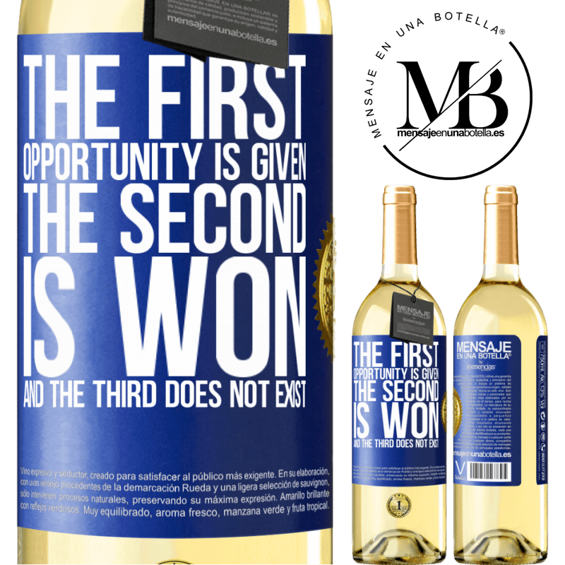 29,95 € Free Shipping | White Wine WHITE Edition The first opportunity is given, the second is won, and the third does not exist Blue Label. Customizable label Young wine Harvest 2023 Verdejo