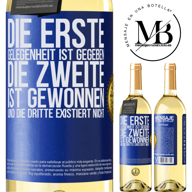 29,95 € Kostenloser Versand | Weißwein WHITE Ausgabe Die erste Gelegenheit wird einem gegeben, die Zweite wird gewonnen und die Dritte existiert nicht Blaue Markierung. Anpassbares Etikett Junger Wein Ernte 2023 Verdejo