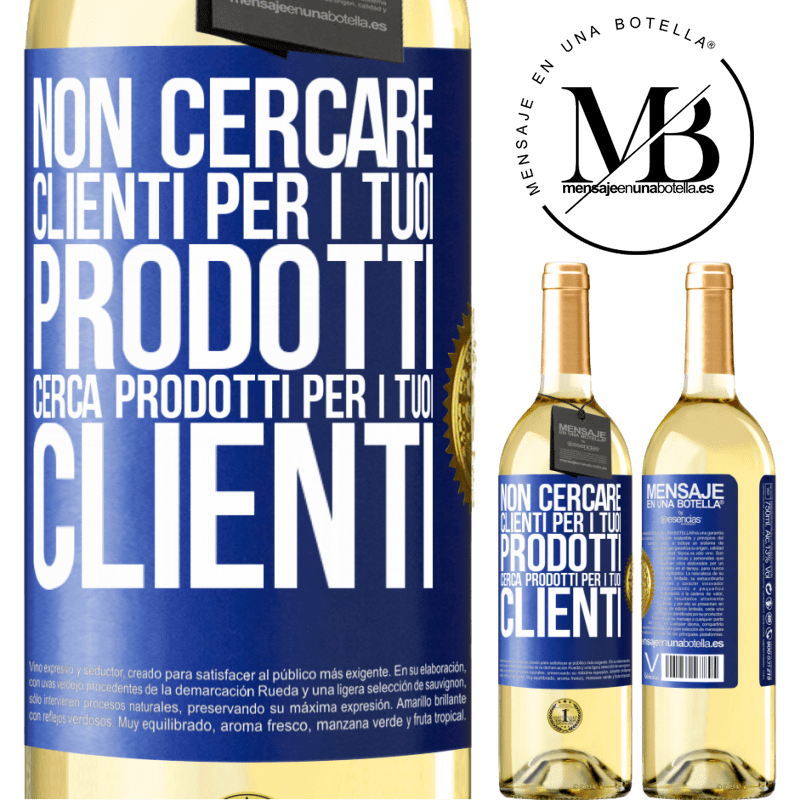 29,95 € Spedizione Gratuita | Vino bianco Edizione WHITE Non cercare clienti per i tuoi prodotti, cerca prodotti per i tuoi clienti Etichetta Blu. Etichetta personalizzabile Vino giovane Raccogliere 2025 Verdejo