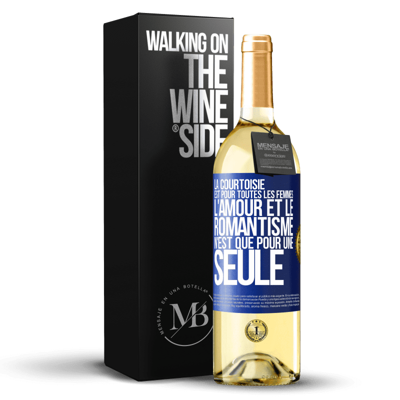 29,95 € Envoi gratuit | Vin blanc Édition WHITE La courtoisie est pour toutes les femmes. L'amour et le romantisme n'est que pour une seule Étiquette Bleue. Étiquette personnalisable Vin jeune Récolte 2024 Verdejo