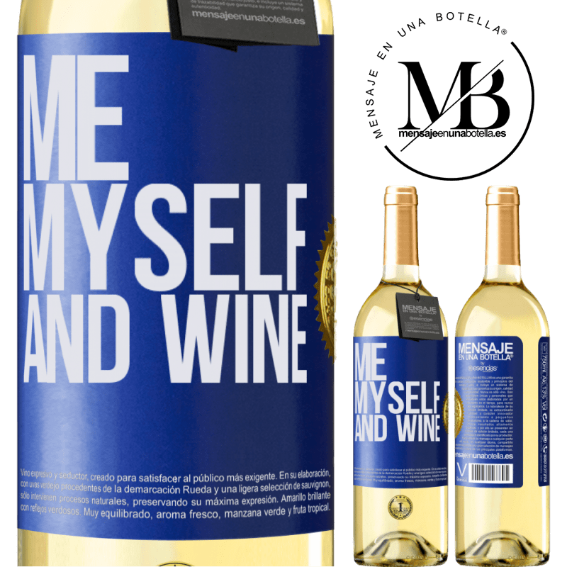 29,95 € Envoi gratuit | Vin blanc Édition WHITE Me, myself and wine Étiquette Bleue. Étiquette personnalisable Vin jeune Récolte 2022 Verdejo