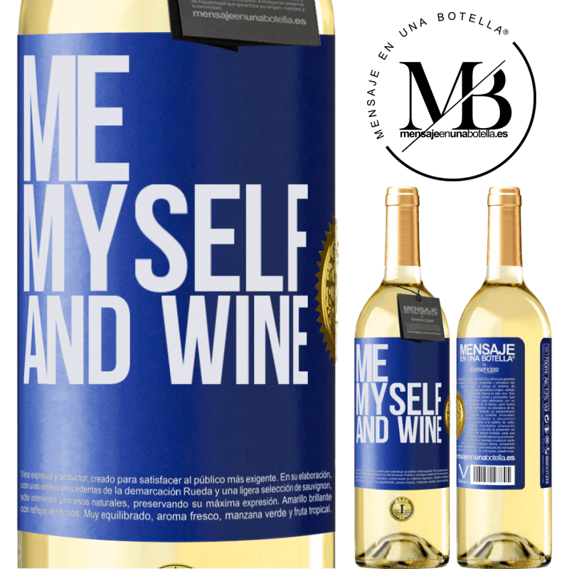 29,95 € Envío gratis | Vino Blanco Edición WHITE Me, myself and wine Etiqueta Azul. Etiqueta personalizable Vino joven Cosecha 2023 Verdejo