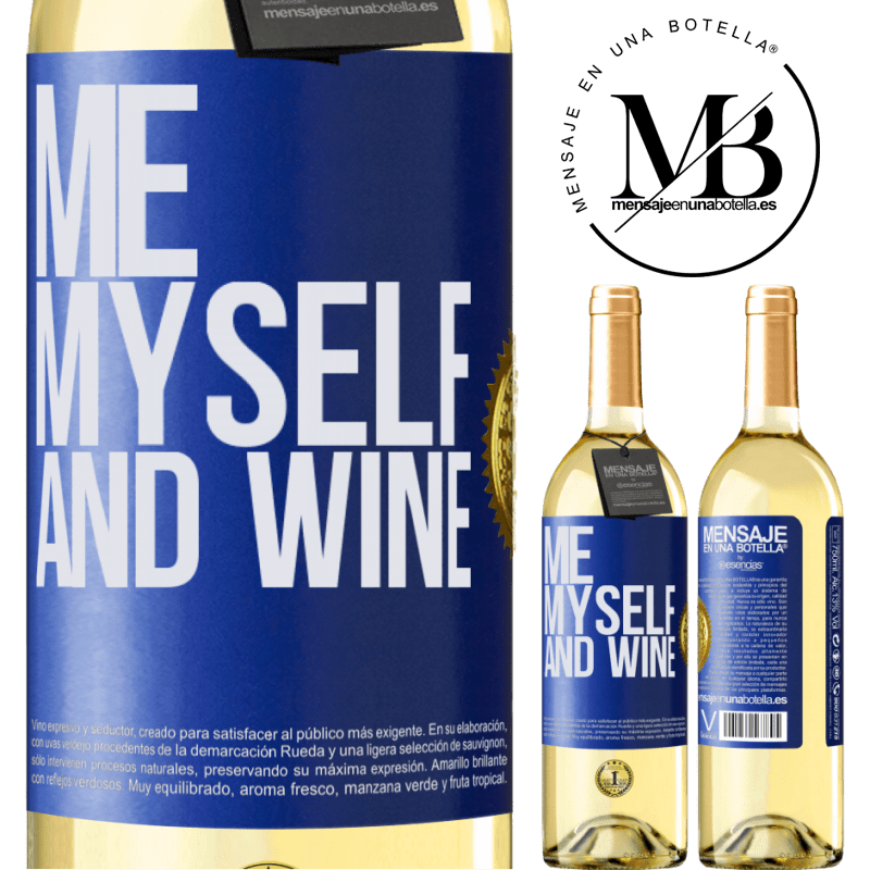 29,95 € Kostenloser Versand | Weißwein WHITE Ausgabe Me, myself and wine Blaue Markierung. Anpassbares Etikett Junger Wein Ernte 2023 Verdejo