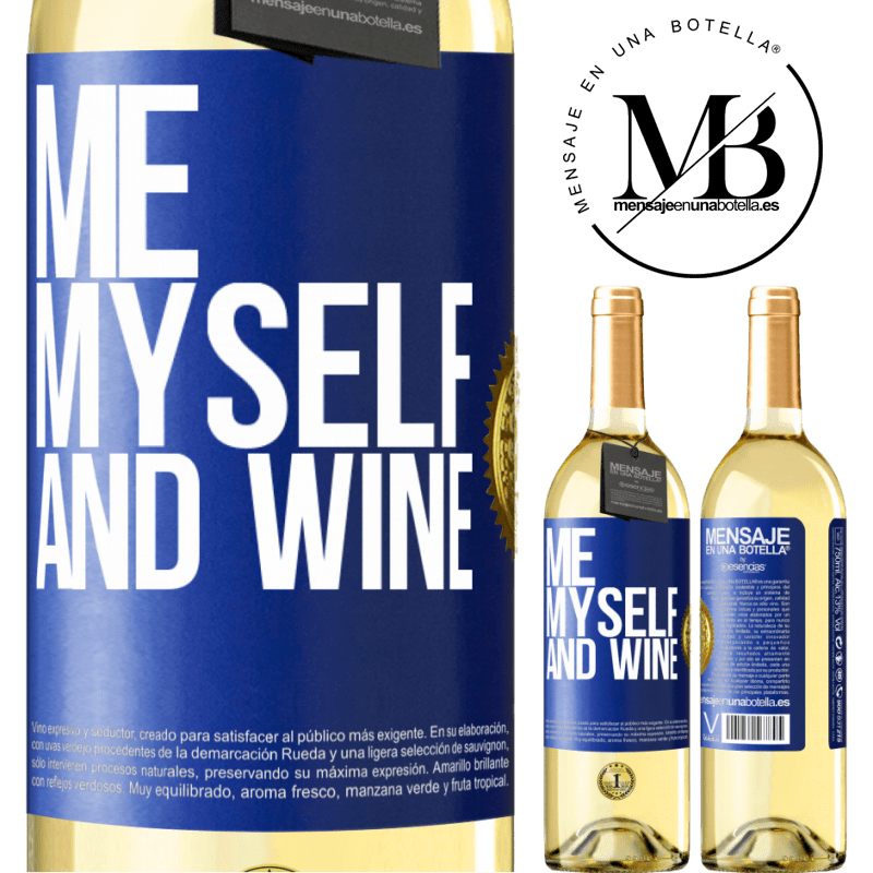 29,95 € Spedizione Gratuita | Vino bianco Edizione WHITE Me, myself and wine Etichetta Blu. Etichetta personalizzabile Vino giovane Raccogliere 2023 Verdejo