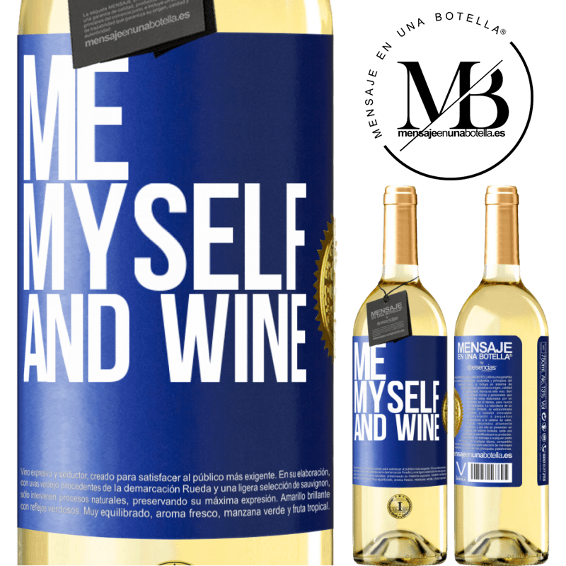 29,95 € Envio grátis | Vinho branco Edição WHITE Me, myself and wine Etiqueta Azul. Etiqueta personalizável Vinho jovem Colheita 2023 Verdejo