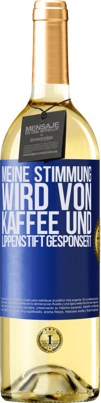 29,95 € | Weißwein WHITE Ausgabe Meine Stimmung wird von Kaffee und Lippenstift gesponsert Blaue Markierung. Anpassbares Etikett Junger Wein Ernte 2025 Verdejo