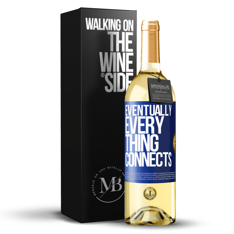 29,95 € Envio grátis | Vinho branco Edição WHITE Eventually, everything connects Etiqueta Azul. Etiqueta personalizável Vinho jovem Colheita 2024 Verdejo