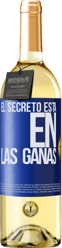 29,95 € Envío gratis | Vino Blanco Edición WHITE El secreto está en las ganas Etiqueta Azul. Etiqueta personalizable Vino joven Cosecha 2023 Verdejo