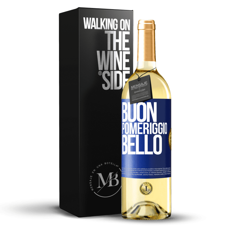 29,95 € Spedizione Gratuita | Vino bianco Edizione WHITE Buon pomeriggio, bello Etichetta Blu. Etichetta personalizzabile Vino giovane Raccogliere 2023 Verdejo