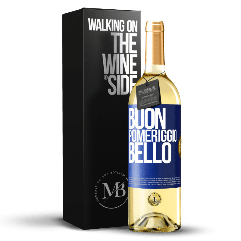 29,95 € Spedizione Gratuita | Vino bianco Edizione WHITE Buon pomeriggio, bello Etichetta Blu. Etichetta personalizzabile Vino giovane Raccogliere 2025 Verdejo
