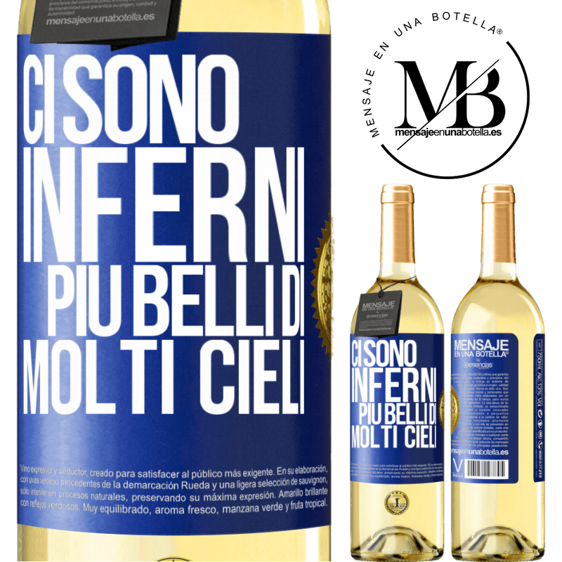 29,95 € Spedizione Gratuita | Vino bianco Edizione WHITE Ci sono inferni più belli di molti cieli Etichetta Blu. Etichetta personalizzabile Vino giovane Raccogliere 2023 Verdejo