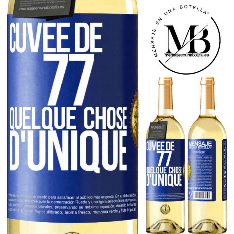 29,95 € Envoi gratuit | Vin blanc Édition WHITE Cuvée de 77, quelque chose d'unique Étiquette Bleue. Étiquette personnalisable Vin jeune Récolte 2024 Verdejo