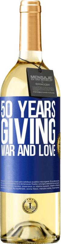 29,95 € | White Wine WHITE Edition 50 years giving war and love Blue Label. Customizable label Young wine Harvest 2024 Verdejo