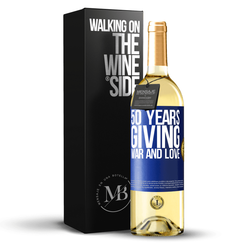 29,95 € Free Shipping | White Wine WHITE Edition 50 years giving war and love Blue Label. Customizable label Young wine Harvest 2021 Verdejo