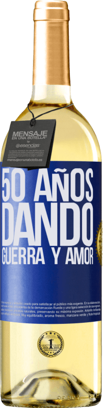 29,95 € | Vino Blanco Edición WHITE 50 años dando guerra y amor Etiqueta Azul. Etiqueta personalizable Vino joven Cosecha 2025 Verdejo