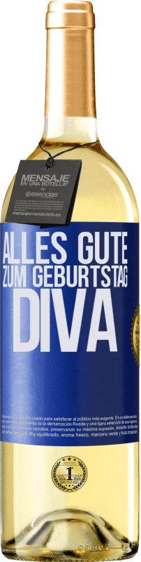 29,95 € | Weißwein WHITE Ausgabe Alles Gute zum Geburtstag Diva Blaue Markierung. Anpassbares Etikett Junger Wein Ernte 2023 Verdejo