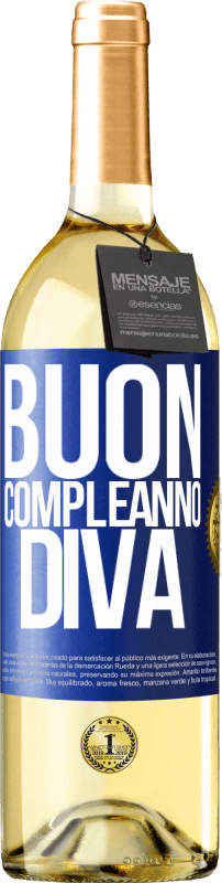 29,95 € | Vino bianco Edizione WHITE Buon compleanno Diva Etichetta Blu. Etichetta personalizzabile Vino giovane Raccogliere 2023 Verdejo