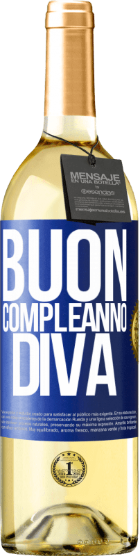 29,95 € | Vino bianco Edizione WHITE Buon compleanno Diva Etichetta Blu. Etichetta personalizzabile Vino giovane Raccogliere 2025 Verdejo