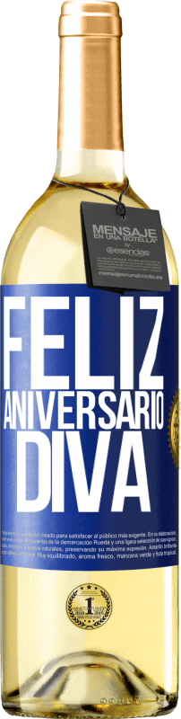 29,95 € | Vinho branco Edição WHITE Feliz aniversário Diva Etiqueta Azul. Etiqueta personalizável Vinho jovem Colheita 2023 Verdejo