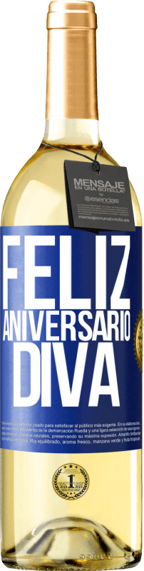 29,95 € | Vinho branco Edição WHITE Feliz aniversário Diva Etiqueta Azul. Etiqueta personalizável Vinho jovem Colheita 2024 Verdejo