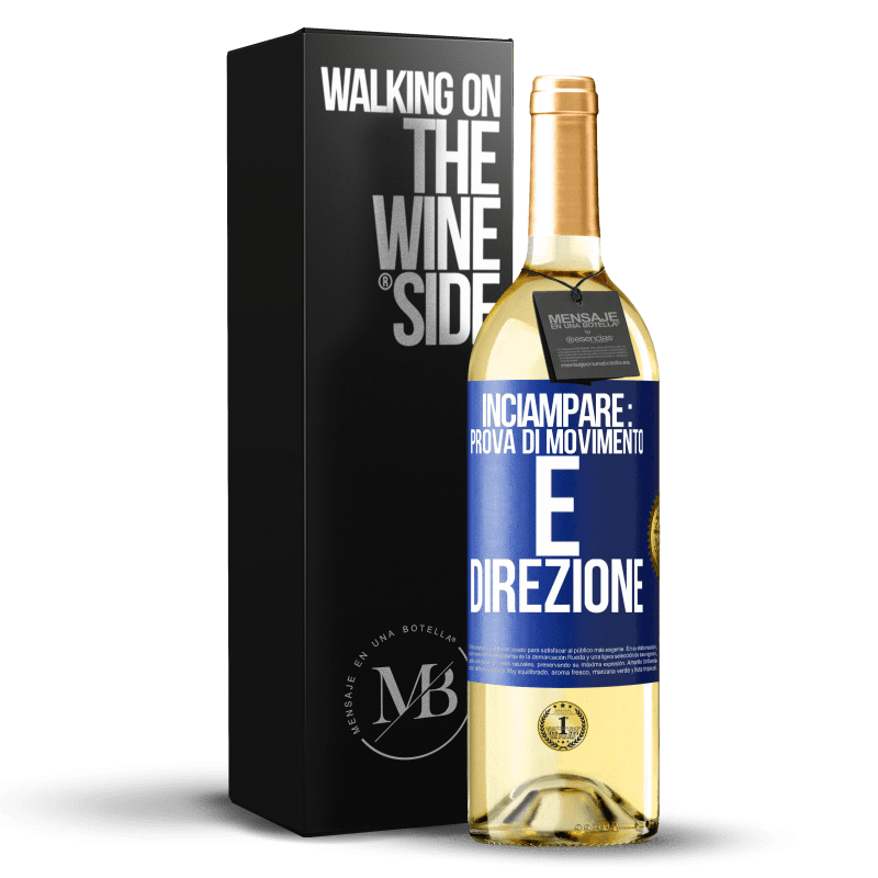 29,95 € Spedizione Gratuita | Vino bianco Edizione WHITE Inciampare: prova di movimento e direzione Etichetta Blu. Etichetta personalizzabile Vino giovane Raccogliere 2025 Verdejo
