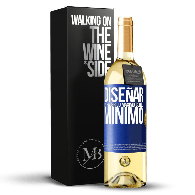 29,95 € Envío gratis | Vino Blanco Edición WHITE Diseñar es hacer lo máximo con lo mínimo Etiqueta Azul. Etiqueta personalizable Vino joven Cosecha 2023 Verdejo