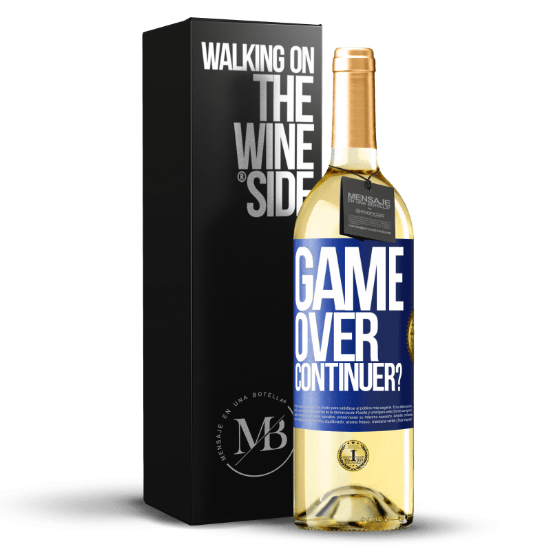 29,95 € Envoi gratuit | Vin blanc Édition WHITE GAME OVER. Continuer? Étiquette Bleue. Étiquette personnalisable Vin jeune Récolte 2023 Verdejo