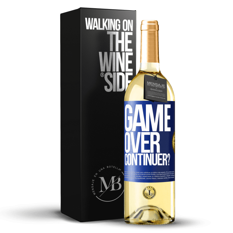 29,95 € Envoi gratuit | Vin blanc Édition WHITE GAME OVER. Continuer? Étiquette Bleue. Étiquette personnalisable Vin jeune Récolte 2025 Verdejo