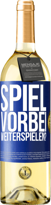 29,95 € Kostenloser Versand | Weißwein WHITE Ausgabe SPIEL VORBEI. Weiterspielen? Blaue Markierung. Anpassbares Etikett Junger Wein Ernte 2024 Verdejo