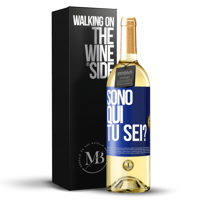 29,95 € Spedizione Gratuita | Vino bianco Edizione WHITE Sono qui. Tu sei? Etichetta Blu. Etichetta personalizzabile Vino giovane Raccogliere 2023 Verdejo