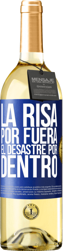 Envío gratis | Vino Blanco Edición WHITE La risa por fuera, el desastre por dentro Etiqueta Azul. Etiqueta personalizable Vino joven Cosecha 2023 Verdejo