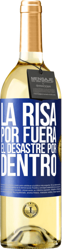 29,95 € Envío gratis | Vino Blanco Edición WHITE La risa por fuera, el desastre por dentro Etiqueta Azul. Etiqueta personalizable Vino joven Cosecha 2025 Verdejo