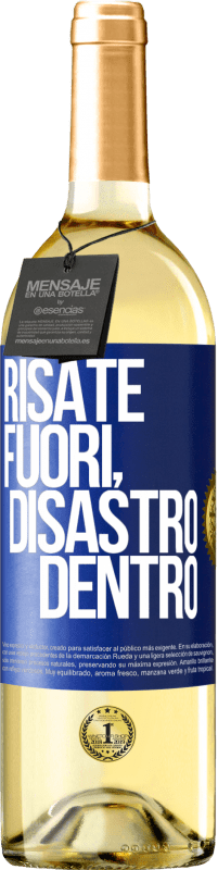 Spedizione Gratuita | Vino bianco Edizione WHITE Risate fuori, disastro dentro Etichetta Blu. Etichetta personalizzabile Vino giovane Raccogliere 2023 Verdejo