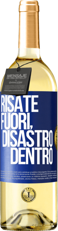 29,95 € Spedizione Gratuita | Vino bianco Edizione WHITE Risate fuori, disastro dentro Etichetta Blu. Etichetta personalizzabile Vino giovane Raccogliere 2025 Verdejo