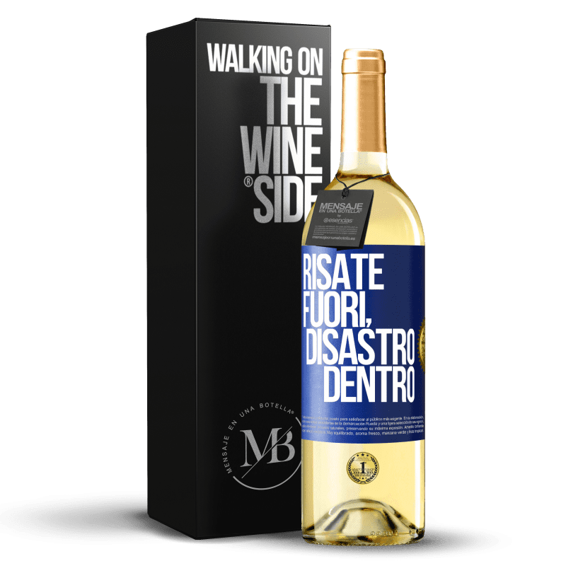 29,95 € Spedizione Gratuita | Vino bianco Edizione WHITE Risate fuori, disastro dentro Etichetta Blu. Etichetta personalizzabile Vino giovane Raccogliere 2023 Verdejo